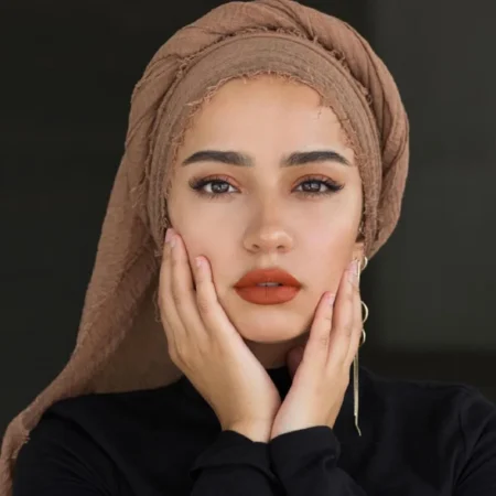 New Women Islam Maxi Crinkle Shawl Muslim Long Shawl Soft Warm Cotton Linen Simple Daily Wrap Hijab Plain Muslim Headscarf