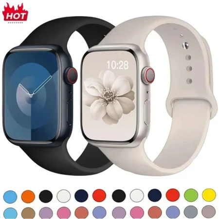 Original Silicone Strap For Apple Watch Band 44mm 38-40 42-46 41-45 46MM 49 mm Bracelet iwatch Serie 10 9 7 4 5 6 8 SE Ultra 2 3
