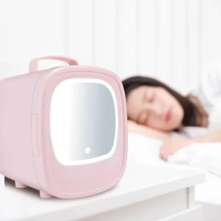 DK95: Portable Mini Fridge, Beauty Mirror Refrigerator, DualUse Car and Home Cooler, EnergySaving Makeup Fridge, Compact