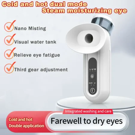 Electric Eye Massager with Nano Steam Hot Compress and Moisturizing Spray Eye Massage Device for Eye Fatigue Relief and Care