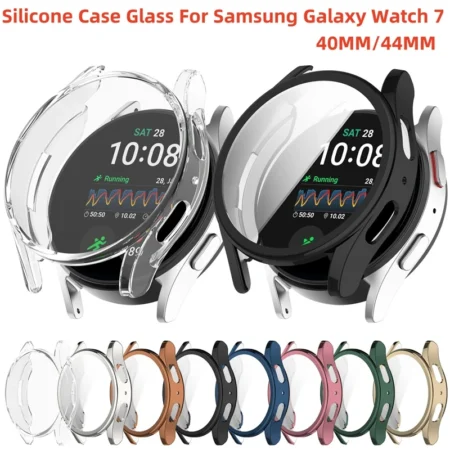 Silicone TPU Case Glass For Samsung Galaxy Watch 7 40mm 44mm Full Cover Screen Protector Bumper for Watch7 44mm 40mm Cover Shell