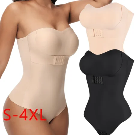 Women Sexy Shapers Bra Lifter Thong S-4XL Bodysuits Slimming Waist Invisible Front Closure Underwear Removable Strap Lingeries