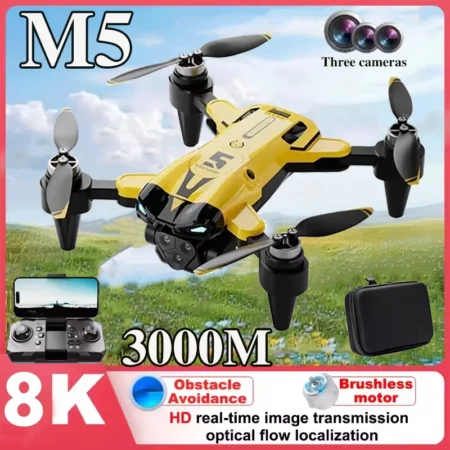 2025 New M5 Drone 8K Professional Triple Camera Brushless Motor Optical Flow Positioning Foldable Quadcopter RC Drone Toys Gifts