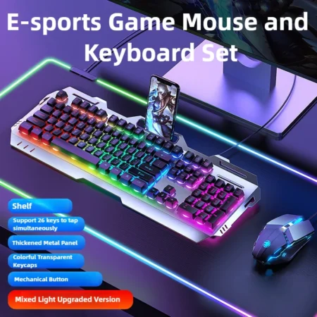 Hot Selling Wired USB RGB Gaming Keyboard and Mouse Combo Ergonomic Waterproof Keyboard and Mouse Combos Set for Desktop Gamers