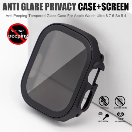 1-2Pcs Anti Glare Peeping Screen Protector Case For Apple Watch Ultra 49mm 40mm 44mm 41mm 45mm 38 42 Privacy Film 8 7 SE 6 5 4