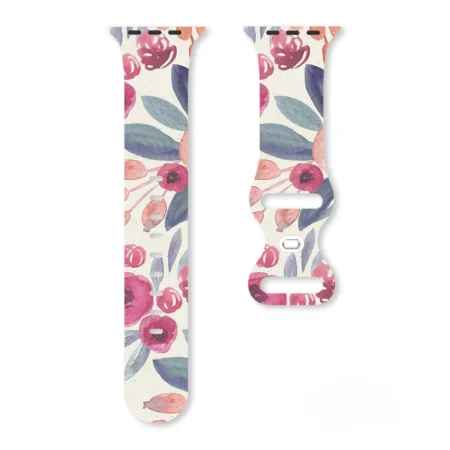 Flowers Printed Strap for Apple Watch 10 9 8 7 SE Silicone Band Replaceable Bracelet for iWatch 46mm 42mm 41mm 40mm Watchband