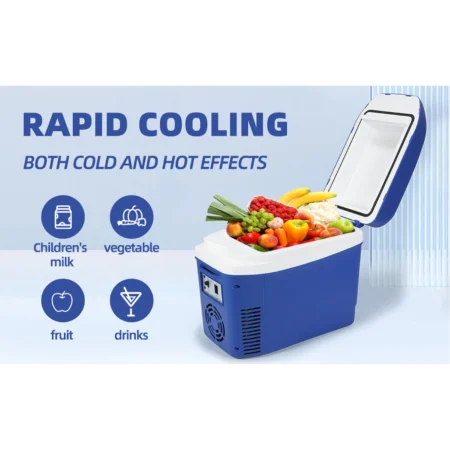 Car Fridge 7L Dual Use, Portable Mini Car Cooler, DC 12V Car Refrigerator with Cigarette Lighter Power Socket for Travel