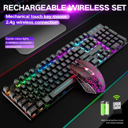 Freewolf T3 Wireless Keyboard and Mouse Protable LED Backlight 104 Keyboard 2400DPI Mouse Gamer Kit For Laptop Desktop PC 2.4G