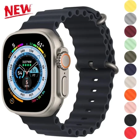 Ocean Band for Apple Watch Ultra 40mm 41mm 42mm 44mm 45mm 46mm 49mm Silicone Sport Bracelet Correa Series 10 9 7 8 5 6 SE Straps