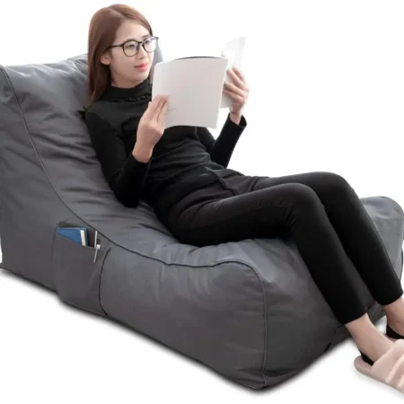 L shape with back support Lazy sofa good quality folding extra large puff chair sleeping bean bag