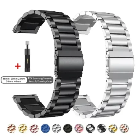 22mm 24 20 18 Metal Strap for Samsung Galaxy Watch 46mm/3/Gear S3/For Huawei Watch GT2/3Pro Stainless Steel band for Amazfit GTR