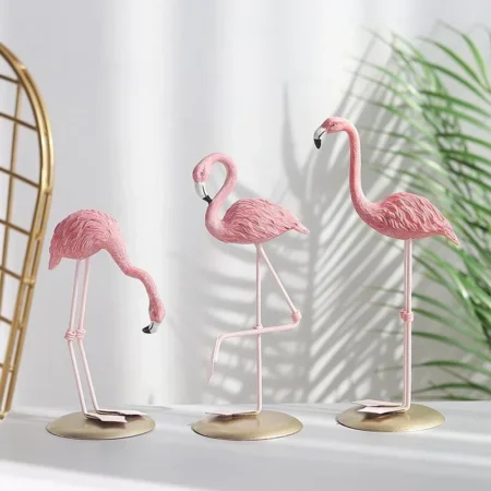 Home Fashion Decoration Creative Resin Figurines Crafts Ins Flamingo Ornament Living Room Desktop Decor Desk Pink Miniatures