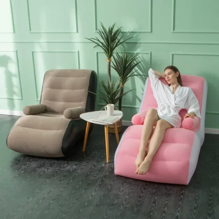 1Pc Inflatable Lazy Sofa Home Leisure Fashion Comfortable Inflatable Air Sleeping Bed Indoor Collapsible Bed Leisure Sofa