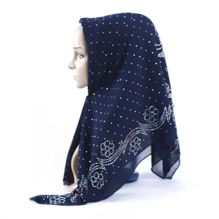 Muslim Square Scarf New 2025 National Style pearl chiffon 105*105cm hijab islamic headscarf
