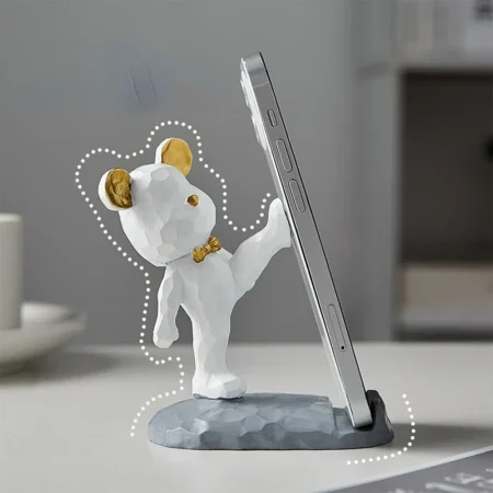 Home Decoration Violent Bear Phone Holder kawaii desk accessories aesthetic kawaii room decor gadgets desktop sculpture gaming