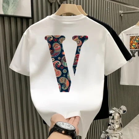 High Quality Heavyweight Pure Cotton Short Sleeve T-Shirt Unisex Loose Breathable Summer Fashion Brand Versatile Crew Neck Strip