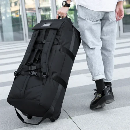 Large Capacity Travel Rolling Backpack Men Check in Bag Foldable Travel Trolley Bag Wheeled Suitcase Oxford Rolling Luggage Bag