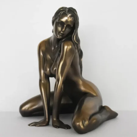Kneeling Nude Lady Statue Kneeling Women Figurines Nude Resin Ornament for Home Bookshelf Bedroom Decor