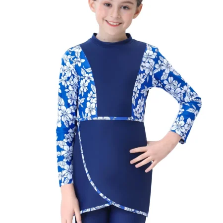 Hijab Islamic Swimsuit for Kids Swimwear Children's Modest Swim Wear Long Sleeve Plus Size Girls Burkini 2 Piece Swimming Suit