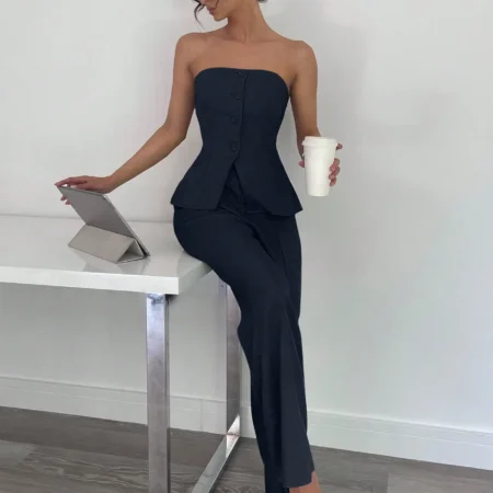 2025 new European and American character one shoulder pant suit