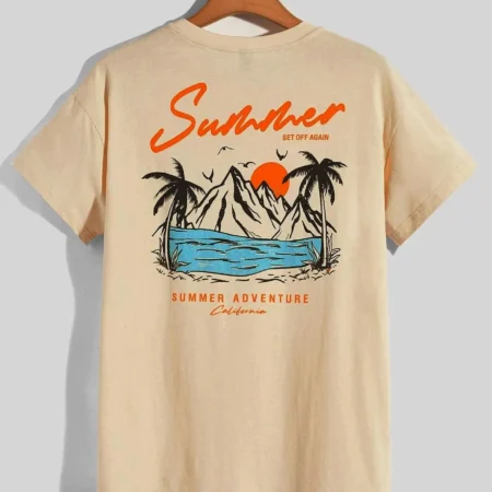 Summer Set Off Again Adventure California Mens T-Shirt Cotton Loose Tee Clothing Fashion Sweat Clothes Oversized Summer Tops