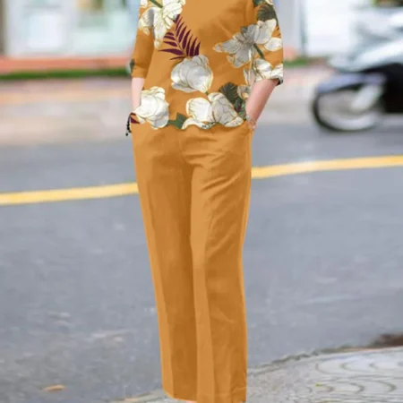 ZANZEA 2PCS Fashion Short Sleeve Floral Blouse Pant Sets Women Office Work Suit Summer Tracksuits Elegant Matching Sets Oversize