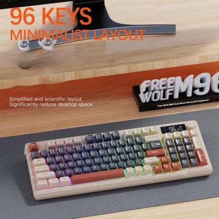 ZIYOULANG M96 Bluetooth Wireless Three Mode Keyboard Battery Digital Display Multimedia Knob For Offices Game Keyboard Mouse Set