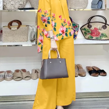 ZANZEA Fashion Women Suits 2024 Fall Oversize Wide Leg Trouser Floral Print Long Sleeve Shirt Pant Sets Loose Casual 2pcs Outfit