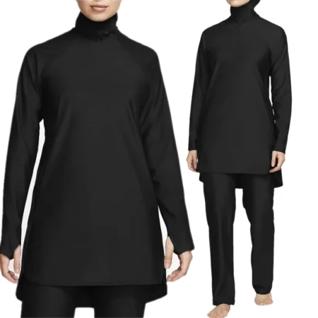 Muslim Black Full Cover Burkinis Sets Modest Bathing Swimsuit Swimwear Arab Islamic Beachwear Middle East Women Summer Outfits