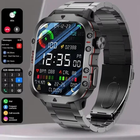 LAXASFIT Smart Watch Men Outdoor Sports LED Flashlight Wireless Call Multi-function Message Reminder Smart Watch