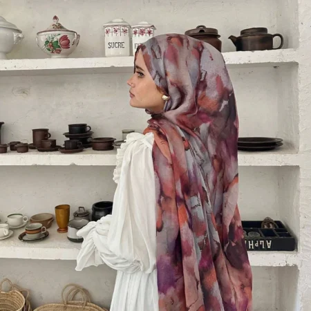 New Women's Watercolor Hijab Scarf Bandana Headband Vintage Luxury Beach 180cm Long Handkerchief Bohemia Muslim Accessories 2024