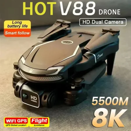 Hot Sell V88 Drone 8K Professional Aerial Dual-Camera Omnidirectional Obstacle Avoidance Drone GPS Folding Quadcopter 10km
