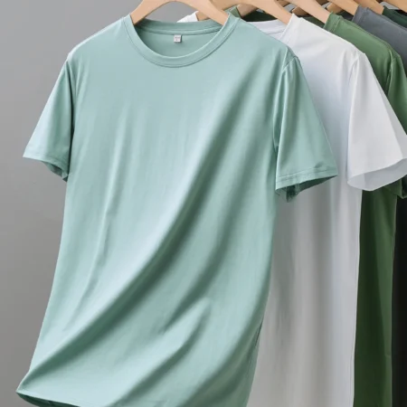 Dukeen Summer Thin Ice Silk T-Shirt for Men Crew Neck Short Sleeve Casual Soft Fitness Tops Plain Modal Cotton Oversized Tees