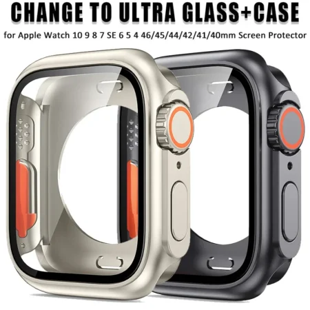 Screen Protector Cover for Apple Watch 46mm 45 44 40 41 42mm Hard PC Front Rear Bumper Case iwatch 10 987 SE 654 Change To Ultra