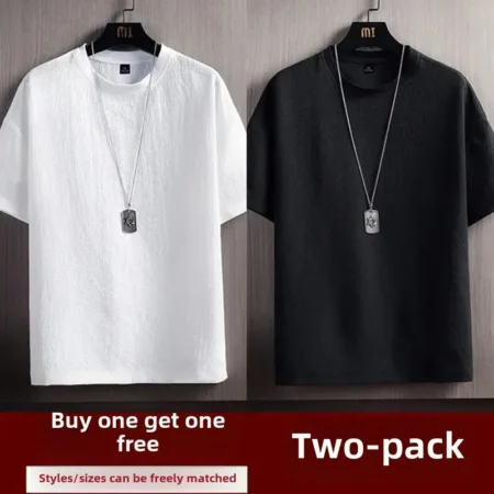 Ice Silk Feeling Short Sleeve Men's T-shirt Summer New Style Loose Fit Half Sleeve Body Shirt Thin Pure Color Versatile Korean T