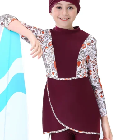2023 Girls Muslim Swimwears Islamic Children 3pcs SwimSuits Kid's Modest Beach Wear Swimming Swim Caps Burkini For Girl