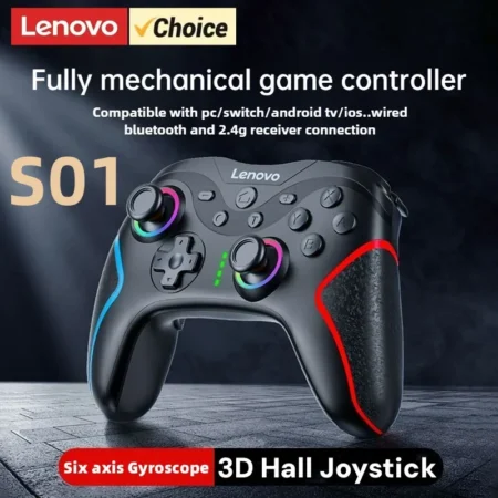 Lenovo S01 Wireless Bluetooth Controller for Nintendo Switch Pro Gamepad Compatible Switch Pro/Oled/Lite/PC/Android IOS Joystick