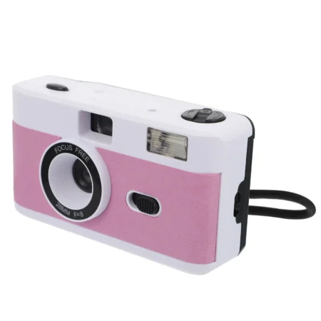 Retro Film Camera 35mm Reusable Vintage Analog Flash White Pink Purple Photography Gift Simple Design Practical Use High Grade