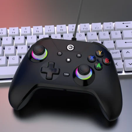 NE N5 Pro USB Wired Hall Effect PC Controllers for Windows Win 7/8/10/11 Steam Gaming Game Controls Gamepads RGB Light Joystick