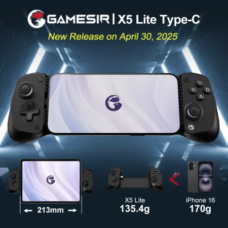 GameSir X5 Lite Type-C Android Ios Mobile Gaming Controller Mando para Móvil Gamepad Movable Type-C Port Swappable Silicone Pad