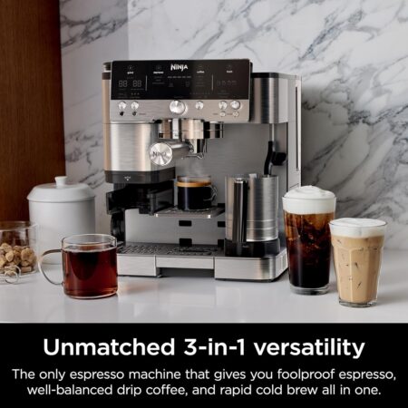Ninja | Espresso Machine and Drip Coffee Maker| Luxe Café Premier Series | Integrated Coffee Grinder, Milk Frother, Assisted Tamper & Built-In Espresso Accessory Storage | Stainless Steel
